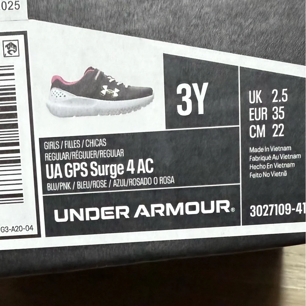 Under Armour Kids Navy and Pink Sneakers
